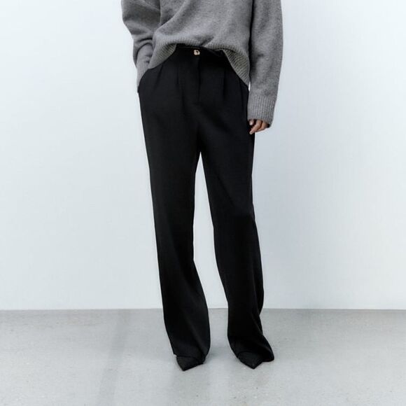 Zara Wide Leg Pants With Darts New - Picture 10 of 10